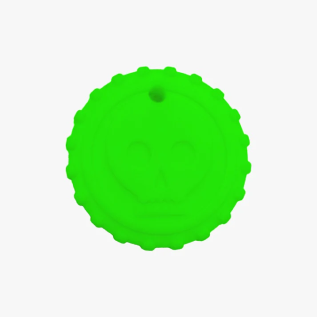 Green silicone chewing disk for teething babies
