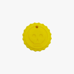 Yellow silicone chewing disk for teething babies