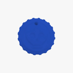 Blue silicone chewing disk for baby teething