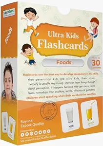 Flashcards showing various food items for kids’ vocabulary building
