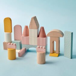 Refurbished Builder Wooden Castle Blocks Set for Kids