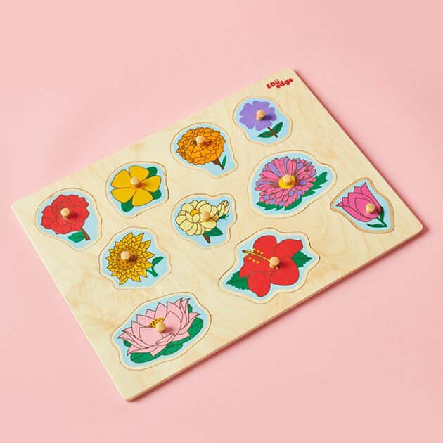 Refurbished Eduedge Flowers Puzzle Wooden Knob
