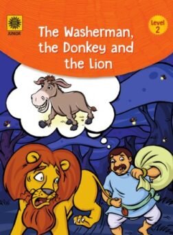 Refurbished children’s storybook cover – The Washerman, the Donkey and the Lion