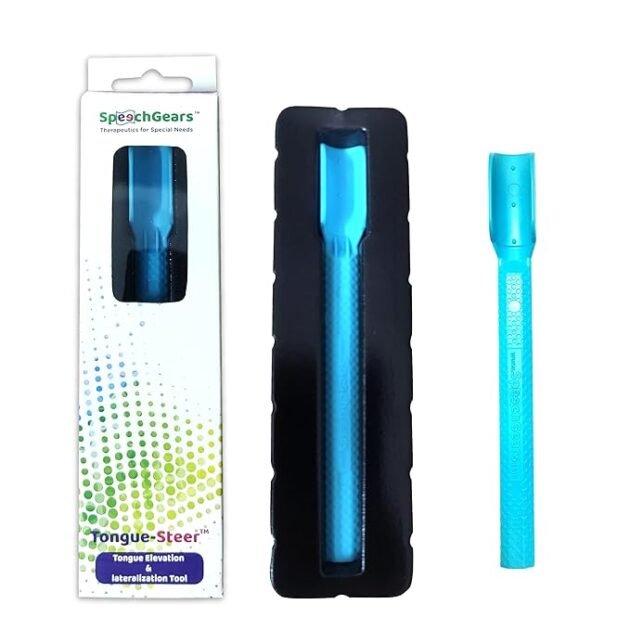 Tongue-Steer oral motor aid with three tactile dots for speech therapy