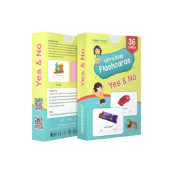 Distraction-free flashcards for kids showing Yes & No response visuals for vocabulary learning.