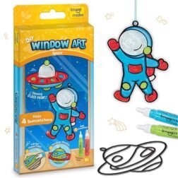DIY Window Art Space Kit – Glass Painting Craft Set with Suncatchers and Paints for Kids