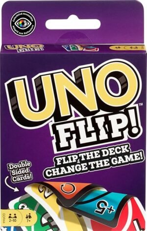 UNO Flip Side card game with double-sided colorful deck for kids and families